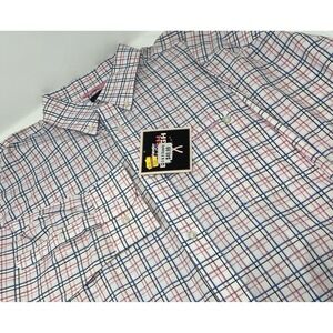 Wrangler Mens XXL Long Sleeve Button Down Shirt Pink Plaid Western 100% Cotton